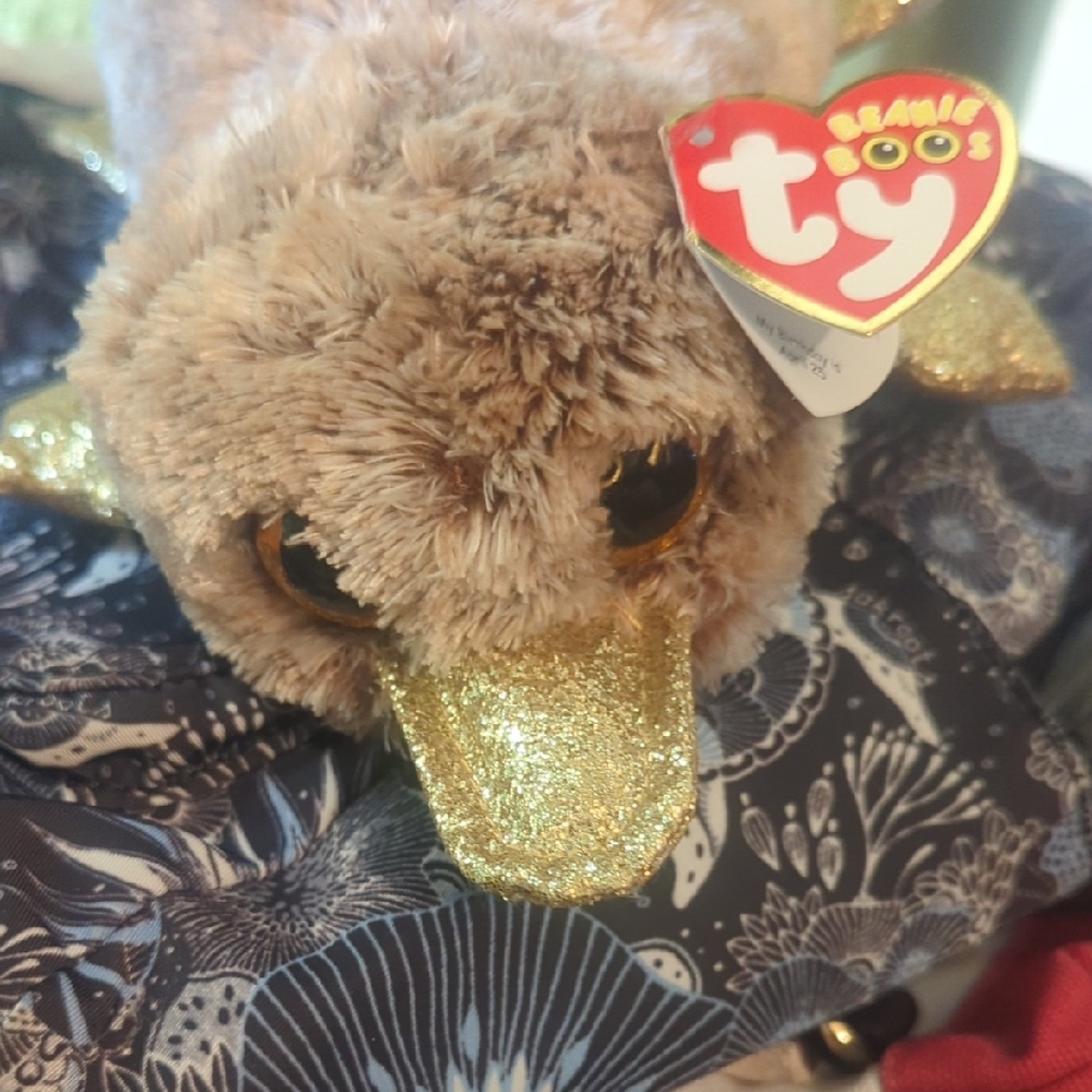 Ty Beanie Boos Brown Plush with Gold Highlights